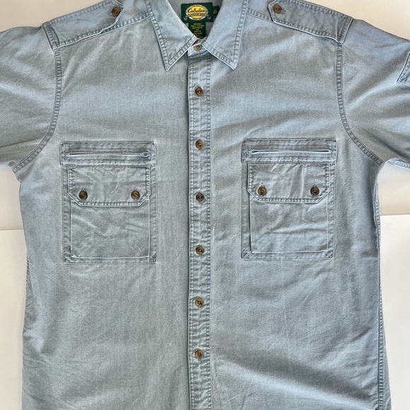 Vintage Cabela's Light Blue Canvas Button-Down Shirt - Picture 2 of 5